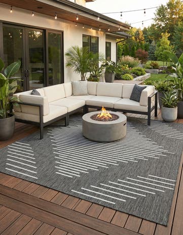 10' 8 x 10' 8 Easy-Clean Modern Indoor / Outdoor Square Rug
