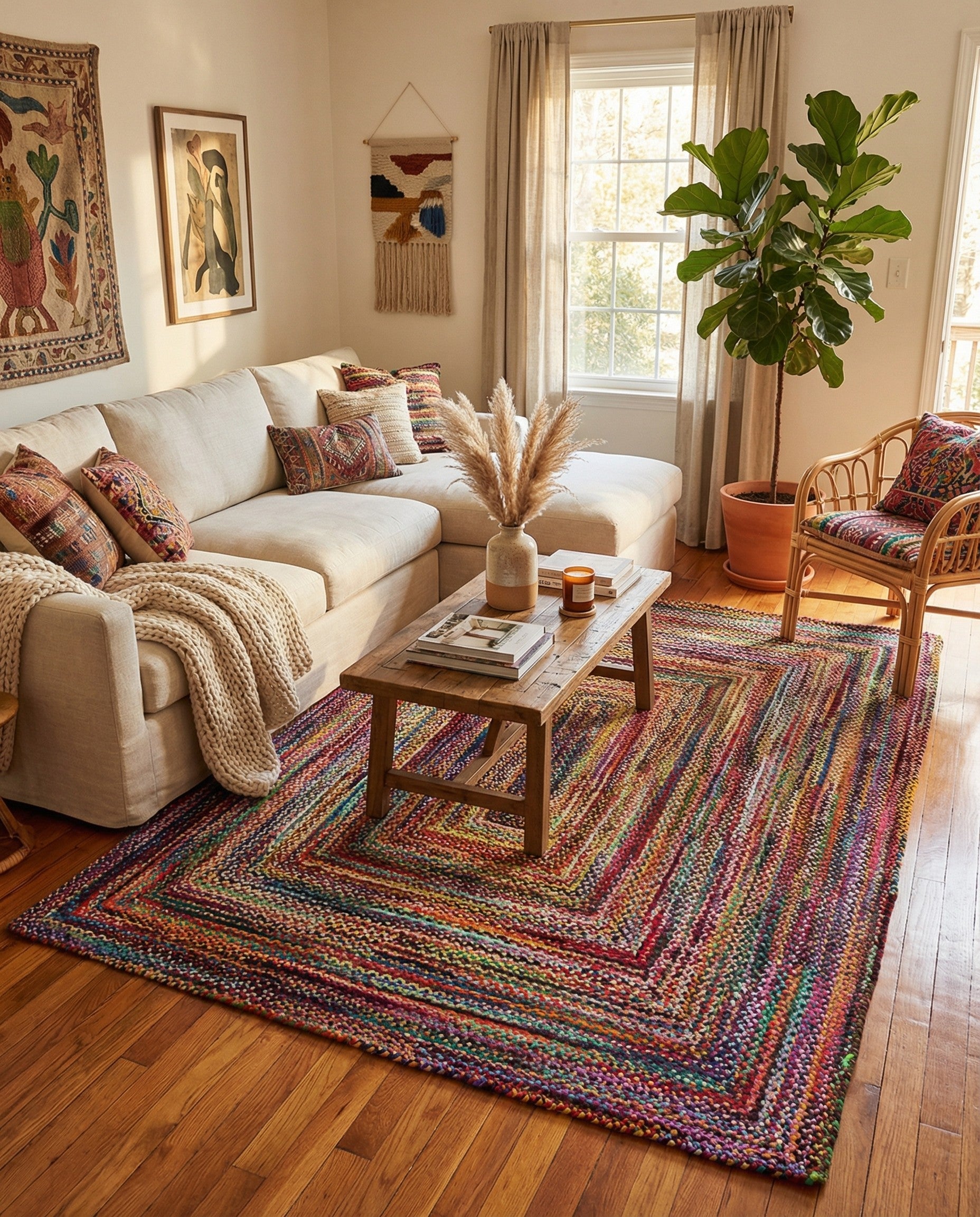  10' x 14' 1  Hand Braided Chindi Rug