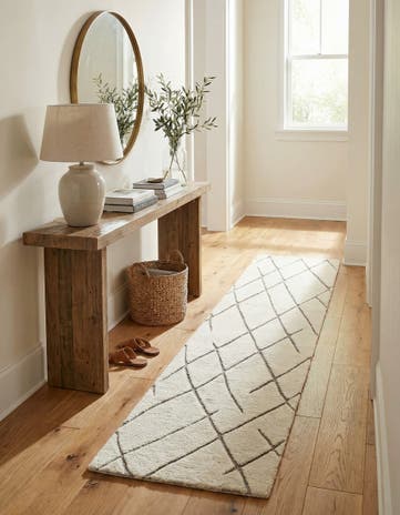 Pure Ivory Atlas Moroccan Wool Runner Rug
