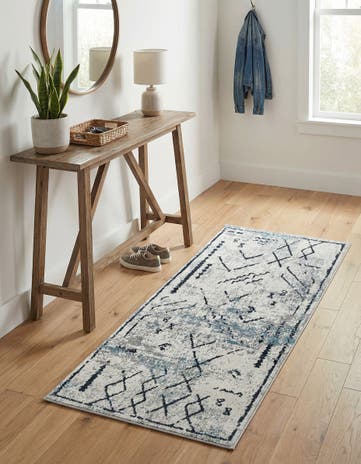 Ivory Gray Kamala Washable Runner Rug