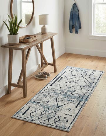 Ivory Gray Kamala Washable Runner Rug