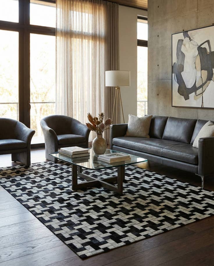 Detail image of 5' 2 x 8' 1 Cowhide - Patchwork Rug