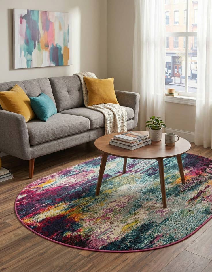 Detail image of 4' 1 x 6' 1  Washable Spectrum Oval Rug