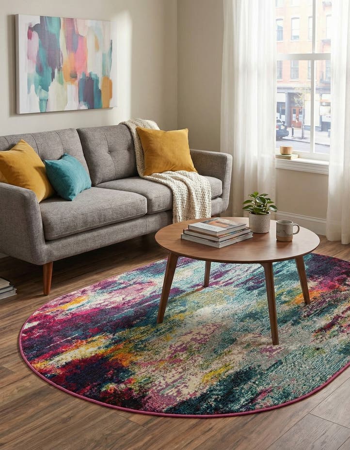4' 1 x 6' 1 Washable Theia Oval Rug