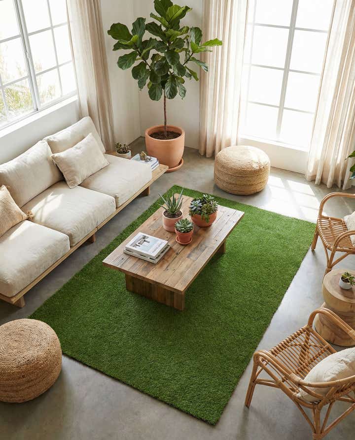 6' x 9' Easy-Clean Grass Indoor / Outdoor Rug