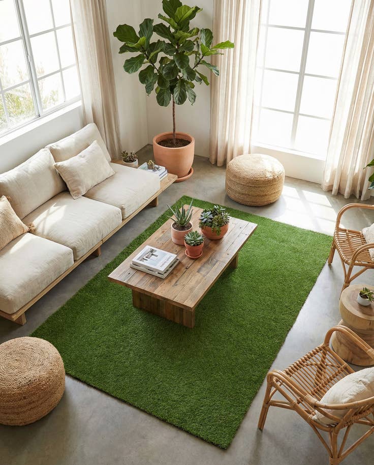 Detail image of 6' x 9' Easy-Clean Grass Indoor / Outdoor Rug