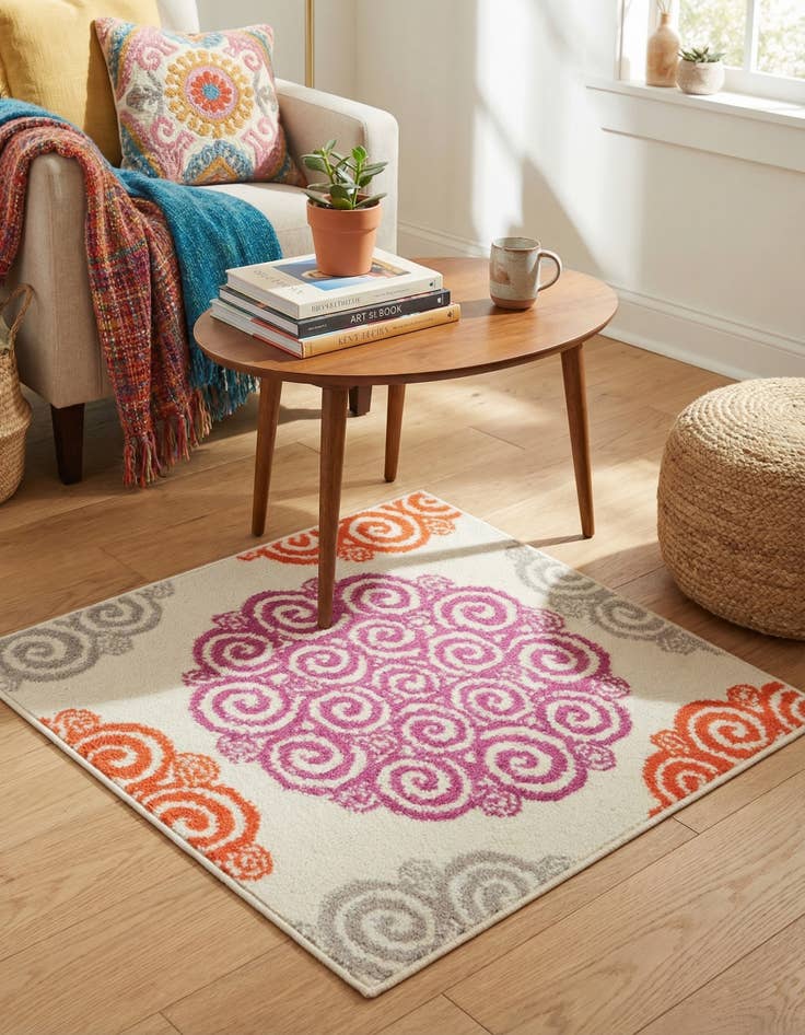 Detail image of Jane Seymour 1' 8 x 1' 8 Open Hearts Sample Rug