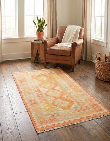 3' x 5' Hand Woven Kilim Waziri Wool Rug