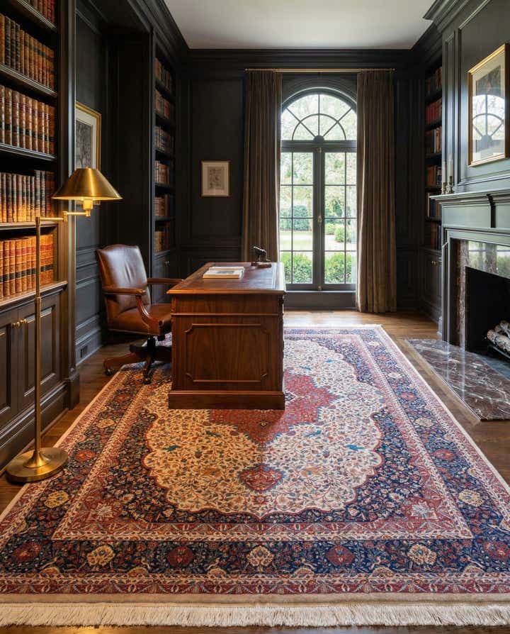 7' 2 x 9' 7 Hand Knotted Isfahan Oriental Wool Rug