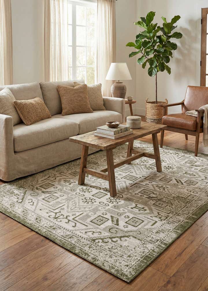 5' 3 x 8' Easy-Clean Aztec Indoor / Outdoor Rug