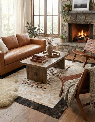 5' x 8' Cowhide Leather Rug
