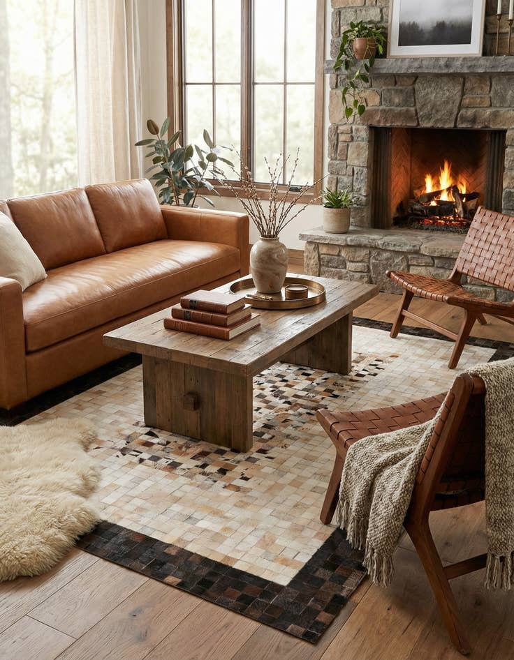 Detail image of 5' x 8' Cowhide Leather Rug