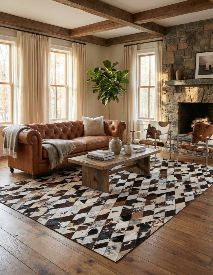 Detail image of 5' 7 x 7' 10 Cowhide Stocks Rug