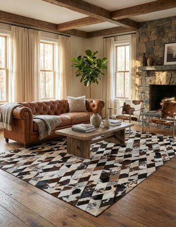 5' 7 x 7' 10 Cowhide Stocks Rug