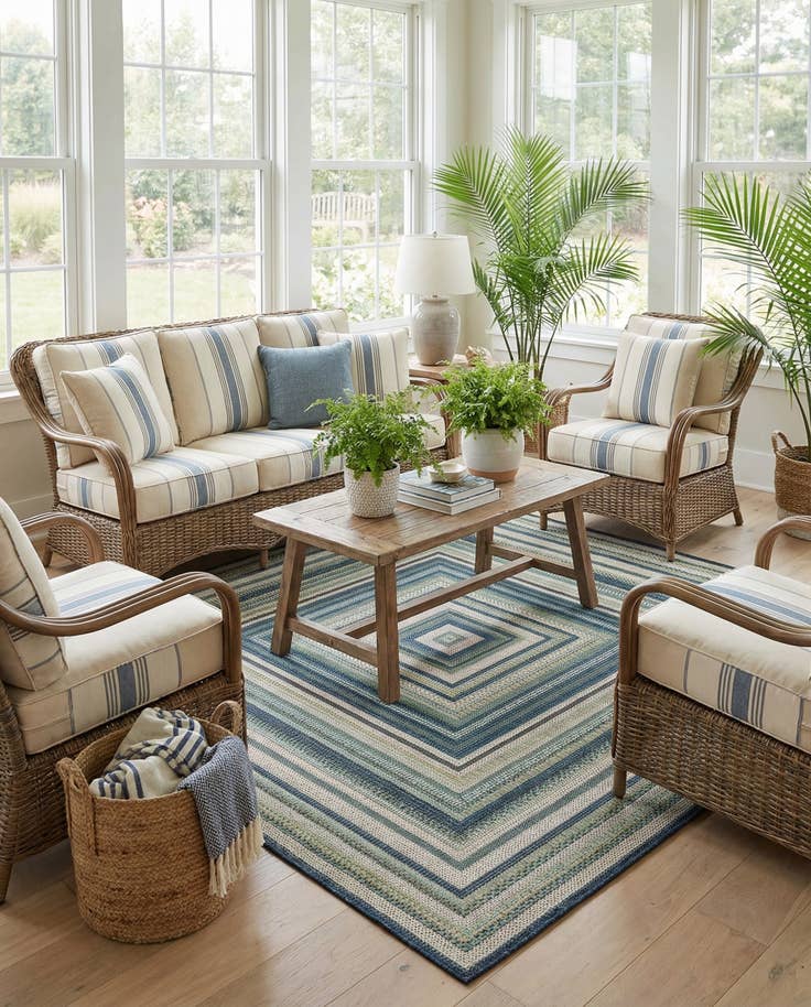 Detail image of 5' 3 x 5' 3 Easy-Clean Baja Indoor / Outdoor Square Rug