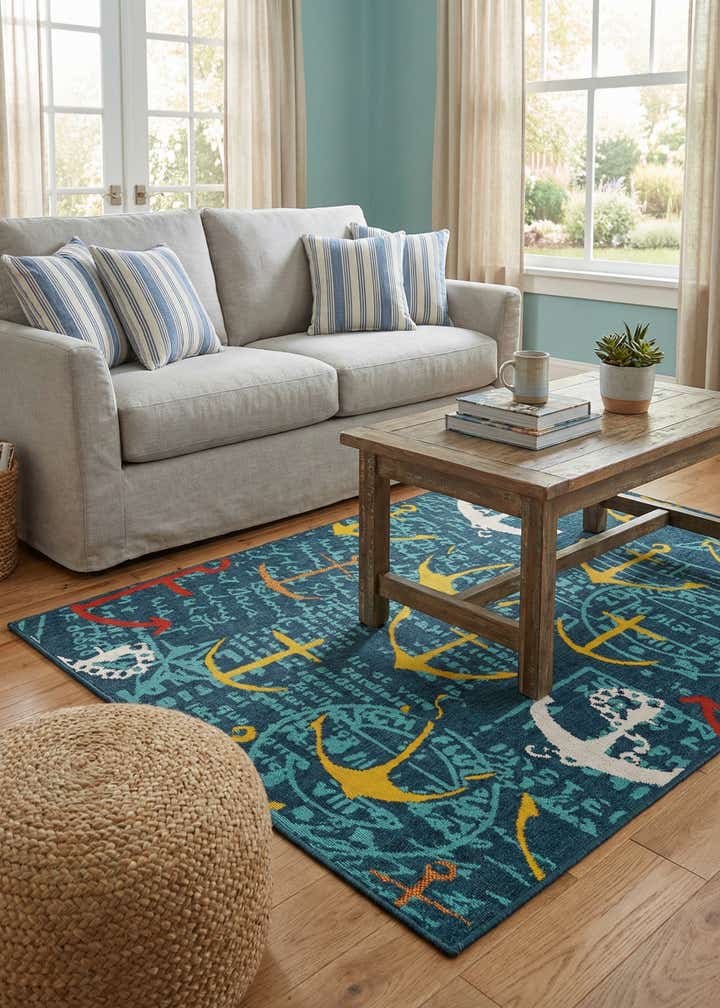 4' x 6' Easy-Clean Coastal Indoor / Outdoor Rug