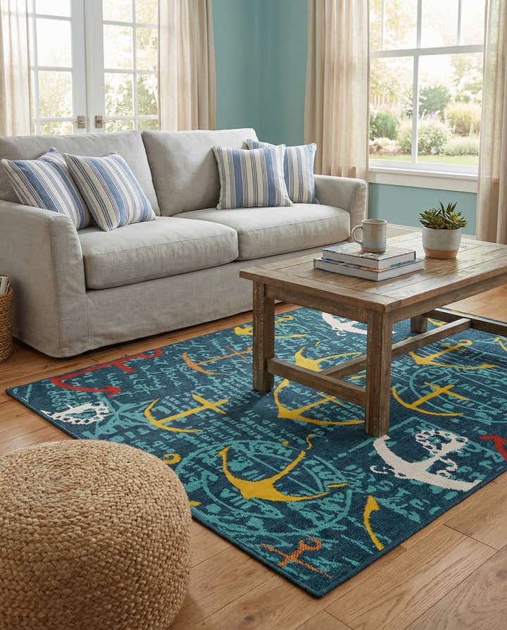 4' x 6' Easy-Clean Coastal Indoor / Outdoor Rug