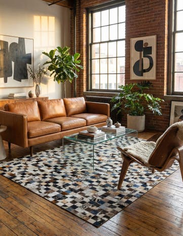 5' x 8' Cowhide Leather Rug