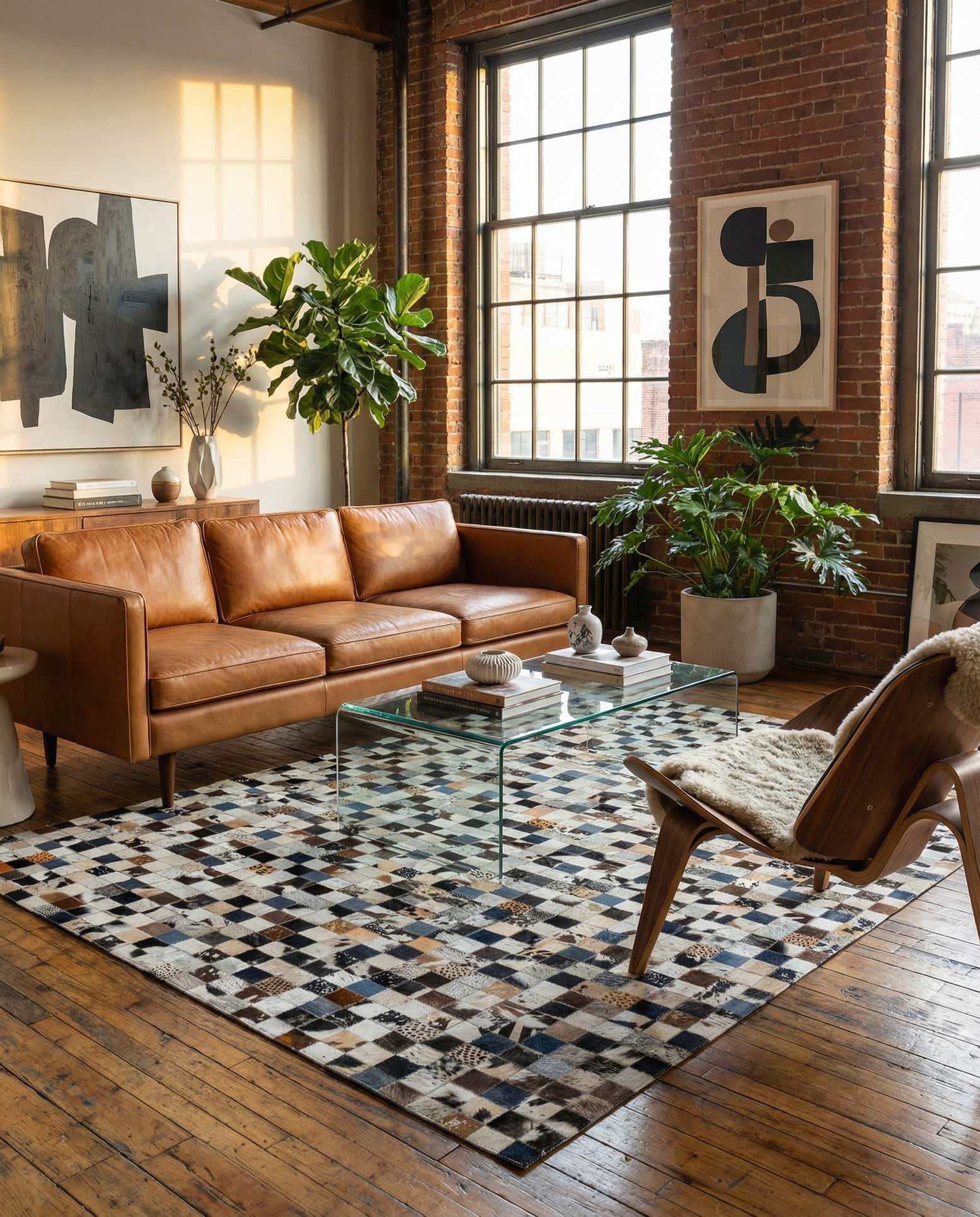 5' x 8' Cowhide Leather Rug