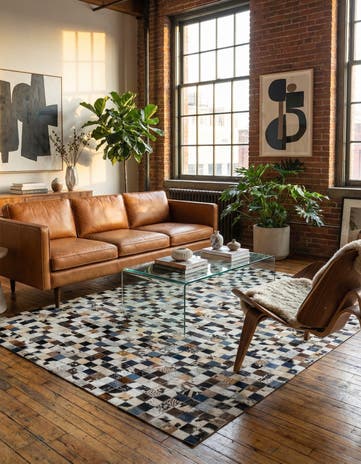 5' x 8' Cowhide Leather Rug