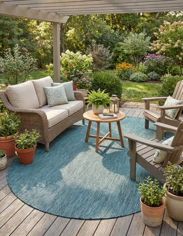 5' 3 x 8' Easy-Clean Solid Indoor / Outdoor Oval Rug