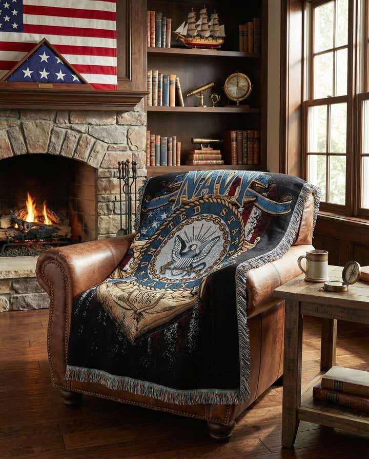 4' 6 x 6' Navy Strong Throw Blanket