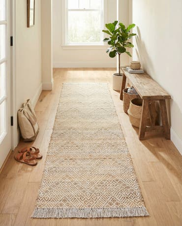  2' 7 x 10'  Hand Braided Jute Runner Rug