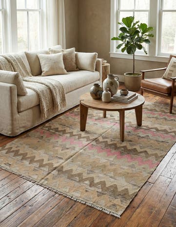 5' 4 x 7' 8 Hand Woven Kilim Modern Wool Rug