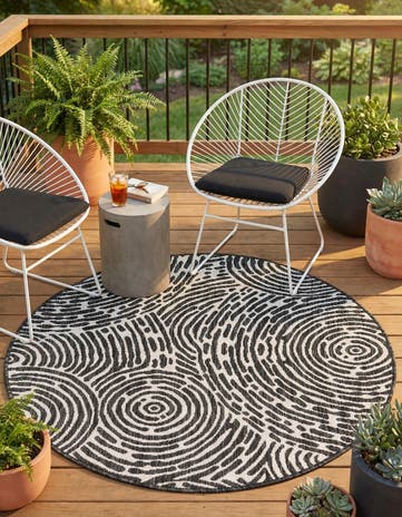 4' x 4' Easy-Clean Modern Indoor / Outdoor Round Rug