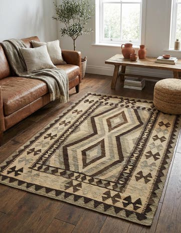 3' 4 x 5' 4 Hand Woven Kilim Maymana Wool Rug