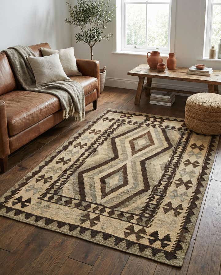 3' 4 x 5' 4 Hand Woven Kilim Maymana Wool Rug