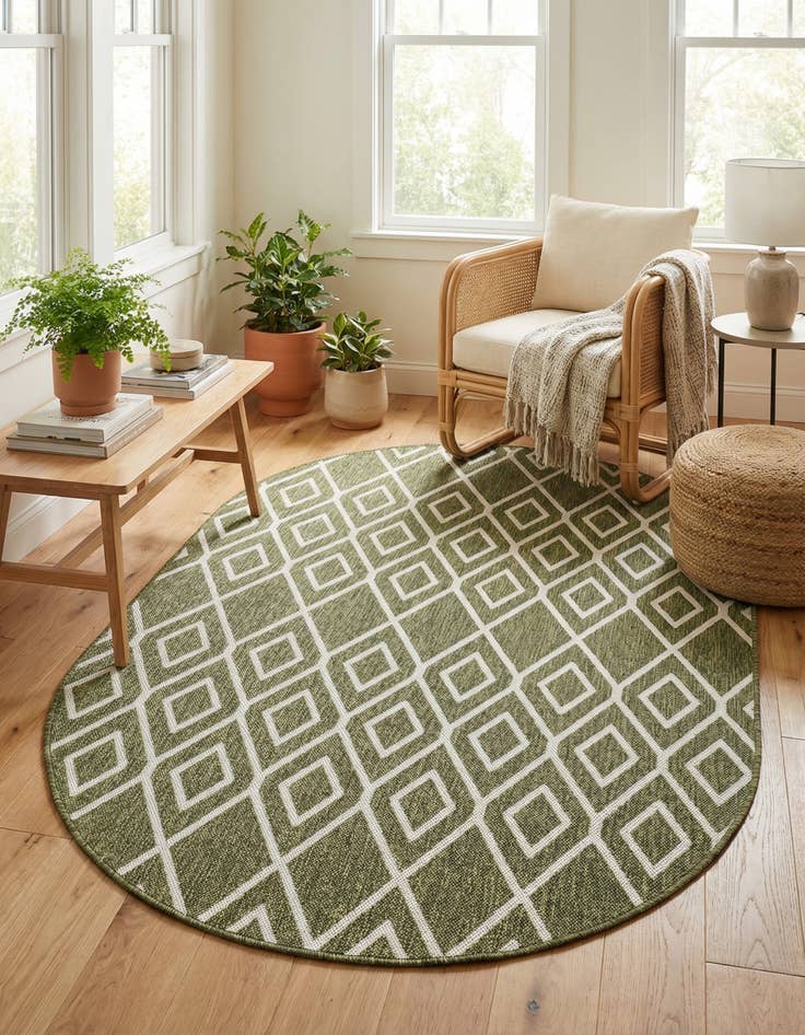 Detail image of 5' 3 x 8'  Washable Jill Zarin Turks and Caicos Indoor / Outdoor Oval Rug