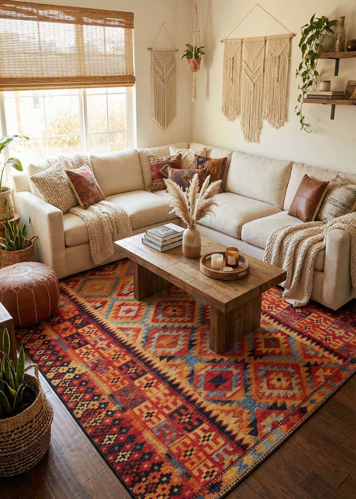 10' x 12' Easy-Clean Tribal Indoor / Outdoor Rug