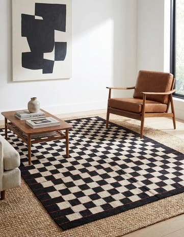 4' 5 x 5' 10 Hand Woven Kilim Modern Wool Rug