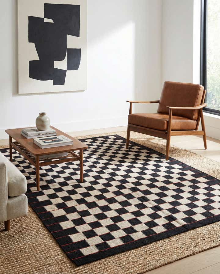 4' 5 x 5' 10 Hand Woven Kilim Modern Wool Rug