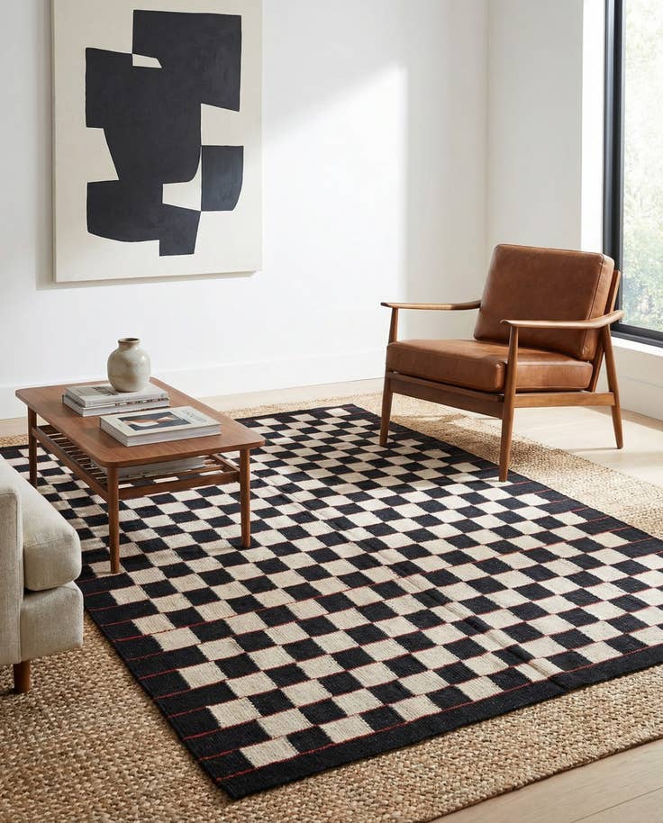 Detail image of 4' 5 x 5' 10 Hand Woven Kilim Modern Wool Rug