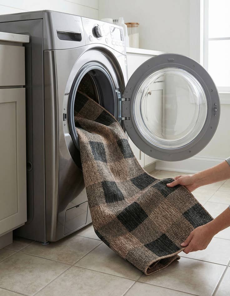 Detail image of  2' x 8'  Washable Checkered Indoor / Outdoor Runner Rug