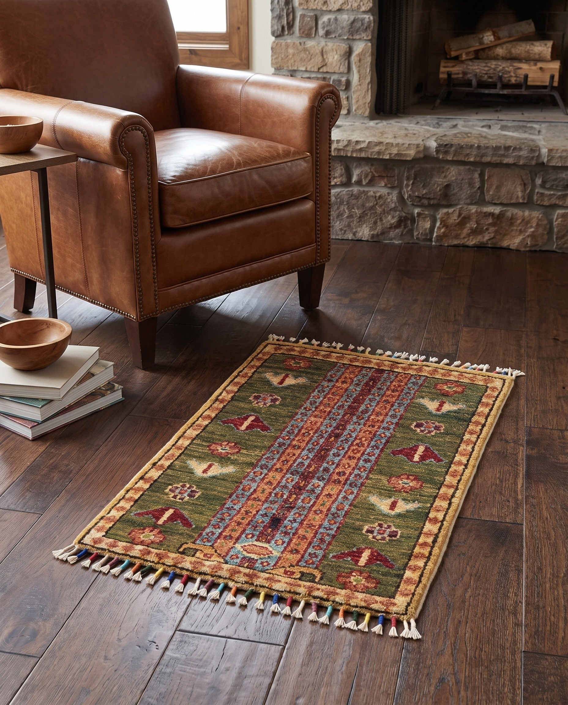 1' 4 x 2' Hand Knotted Ziegler Rug