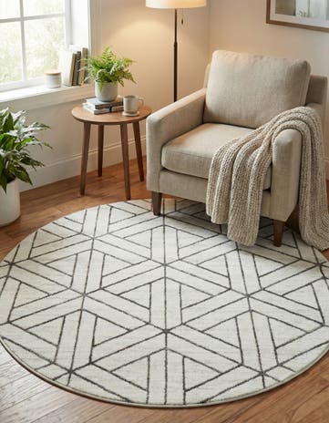 5' x 5' Lattice Trellis Round Rug