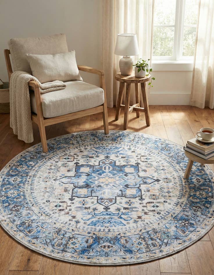 Detail image of  6' x 6'  Washable Yara Round Rug