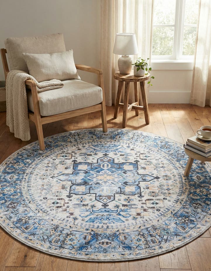6' x 6' Washable Yara Round Rug