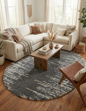 Graphite Gray Ivory Serenity Shag Oval Rug