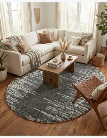 Graphite Gray Ivory Serenity Shag Oval Rug