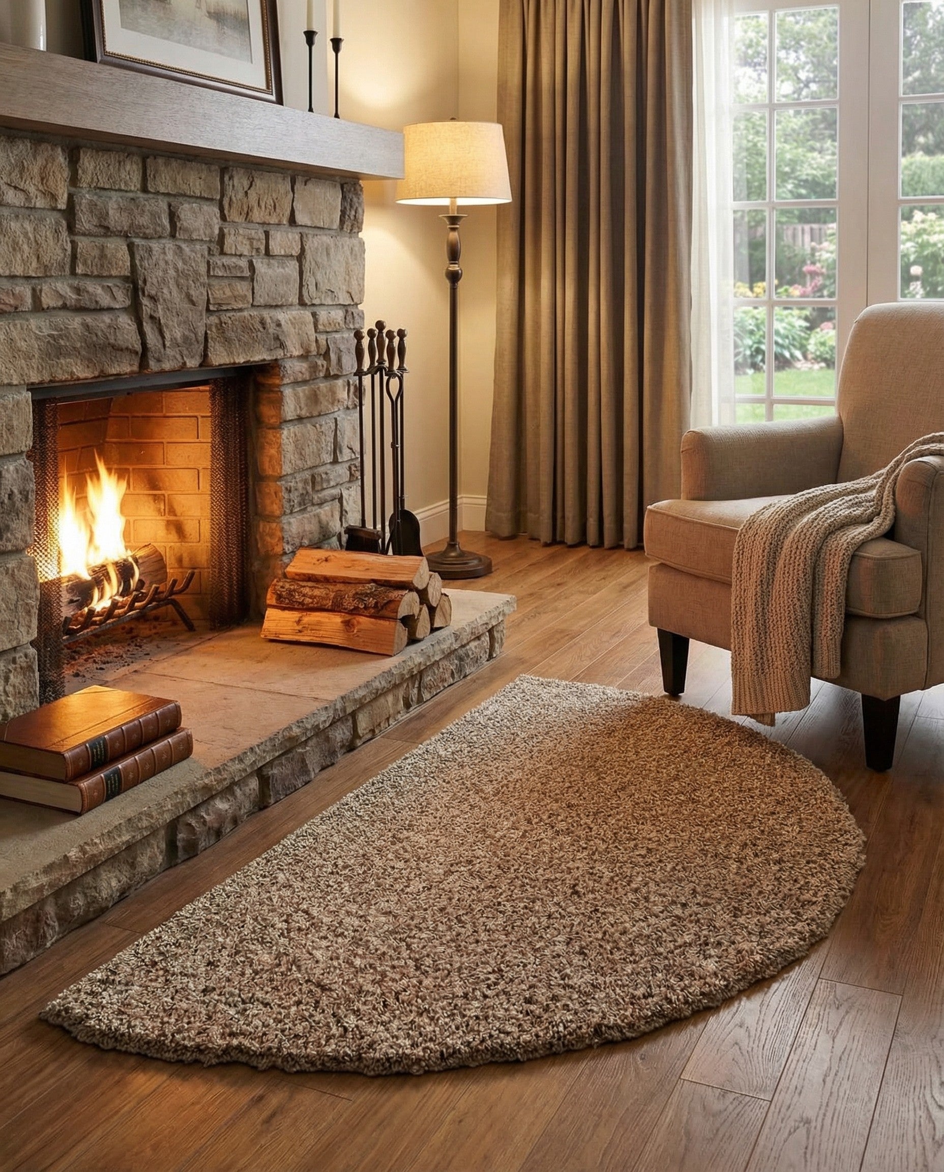  2' 7 x 4' Solid Shag Hearth Rug