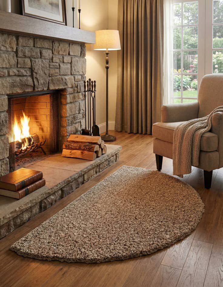 Detail image of 2' 7 x 4' Solid Shag Hearth Rug