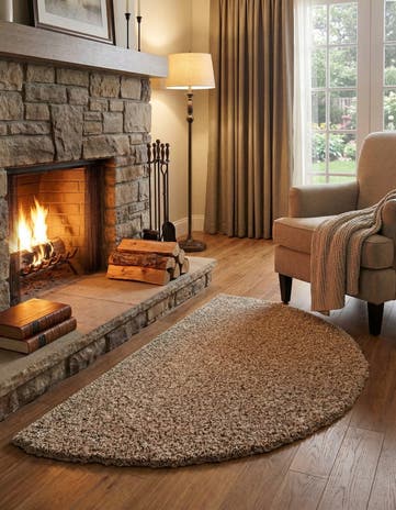 2' 7 x 4' Solid Shag Hearth Rug