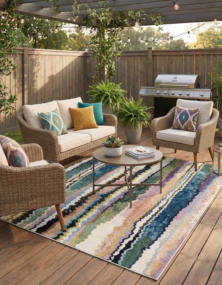 Detail image of 5' x 8'  Washable Modern Indoor / Outdoor Rug