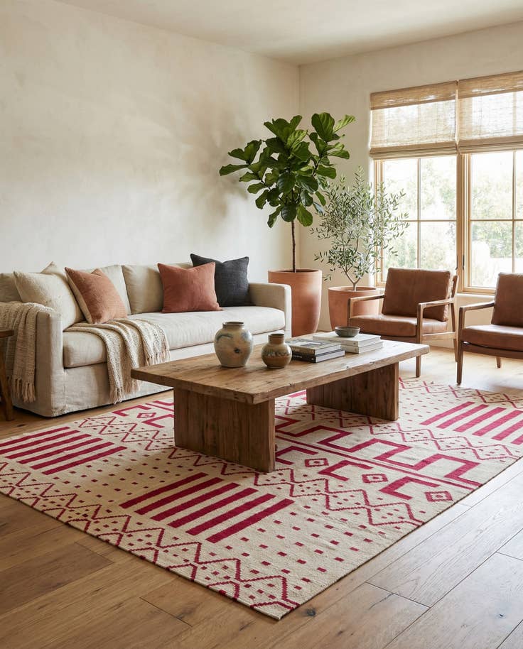 Detail image of 6' x 7' 9 Hand Woven Kilim Modern Wool Rug