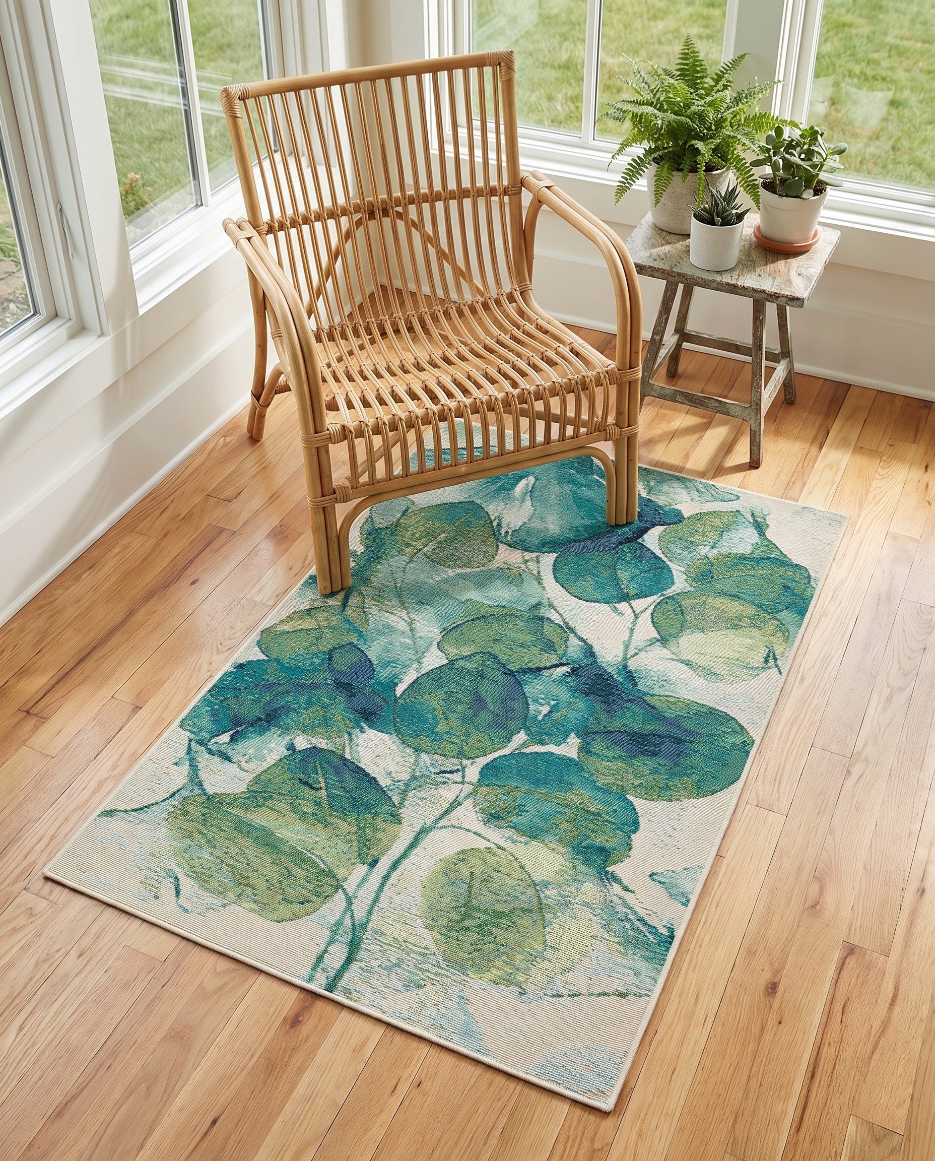 3' 3 x 5' 3 Easy-Clean Botanical Indoor / Outdoor Rug