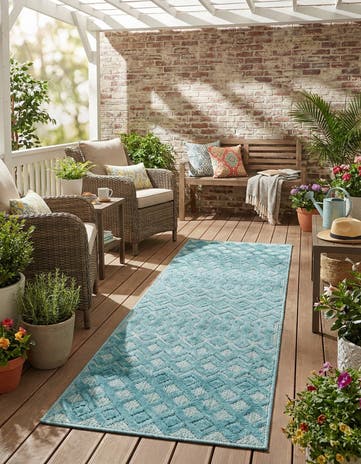 2' x 6' Easy-Clean Trellis Textured Indoor / Outdoor Runner Rug